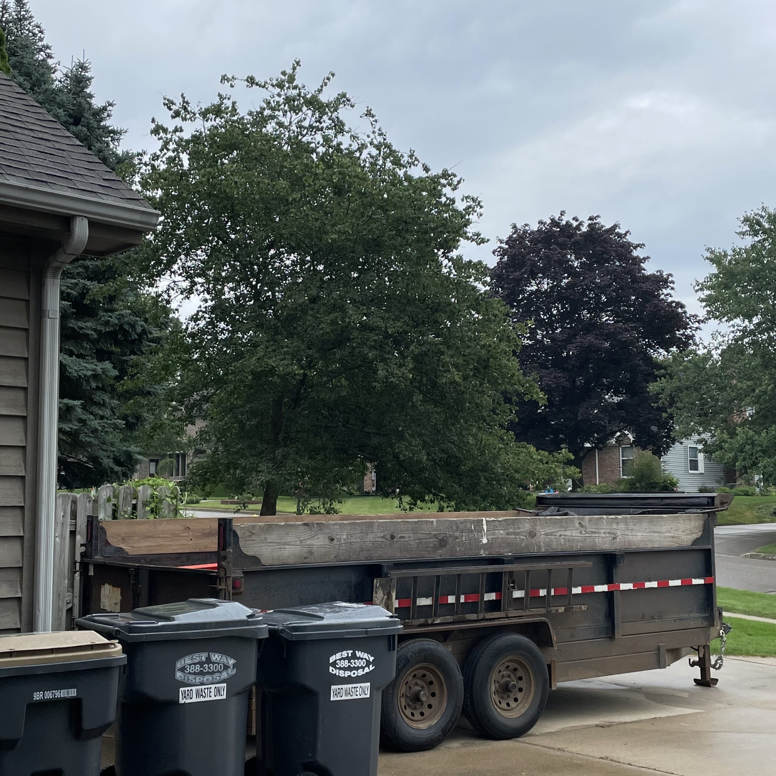 construction trailer in driveway