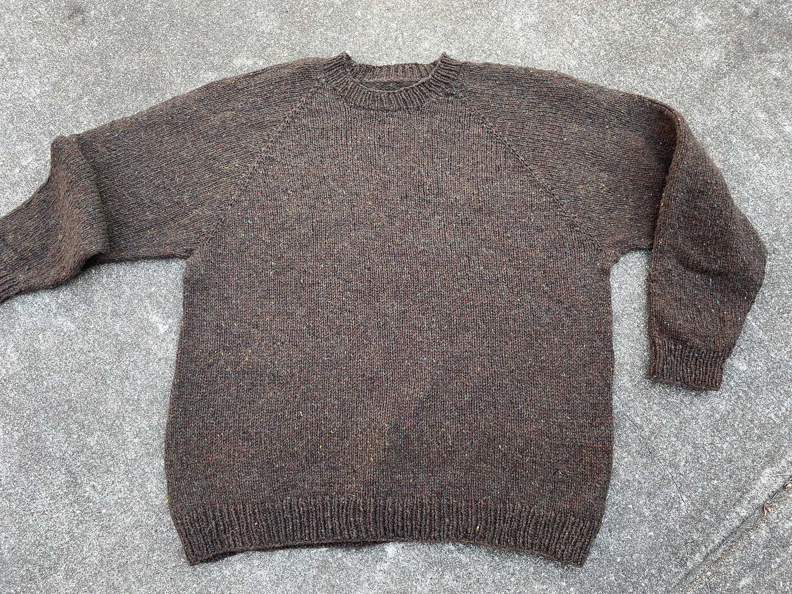 hand knit brown men's pullover sweater